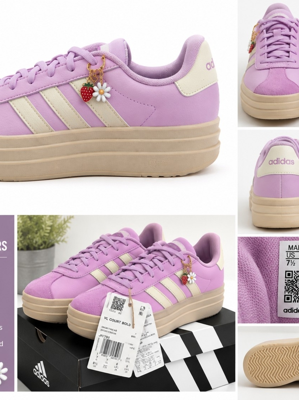 Adidas VL Court Bold Lavender Platform Sneakers Women’s 8.5 NWT 💜